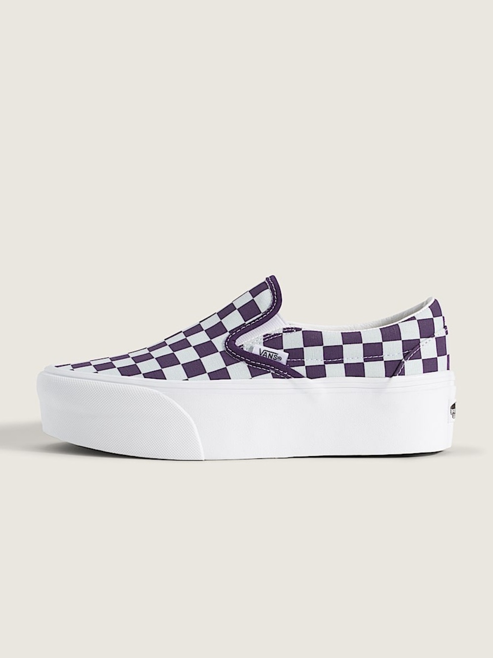 VANS Classic Slip-On Platform Checkerboard Shoe Mist Blue Gothic Grape Purple - Picture 2 of 12